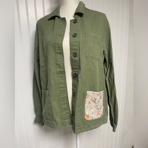 Hippie Laundry Boho Olive Embroidered Pocket Jacket Womens Large